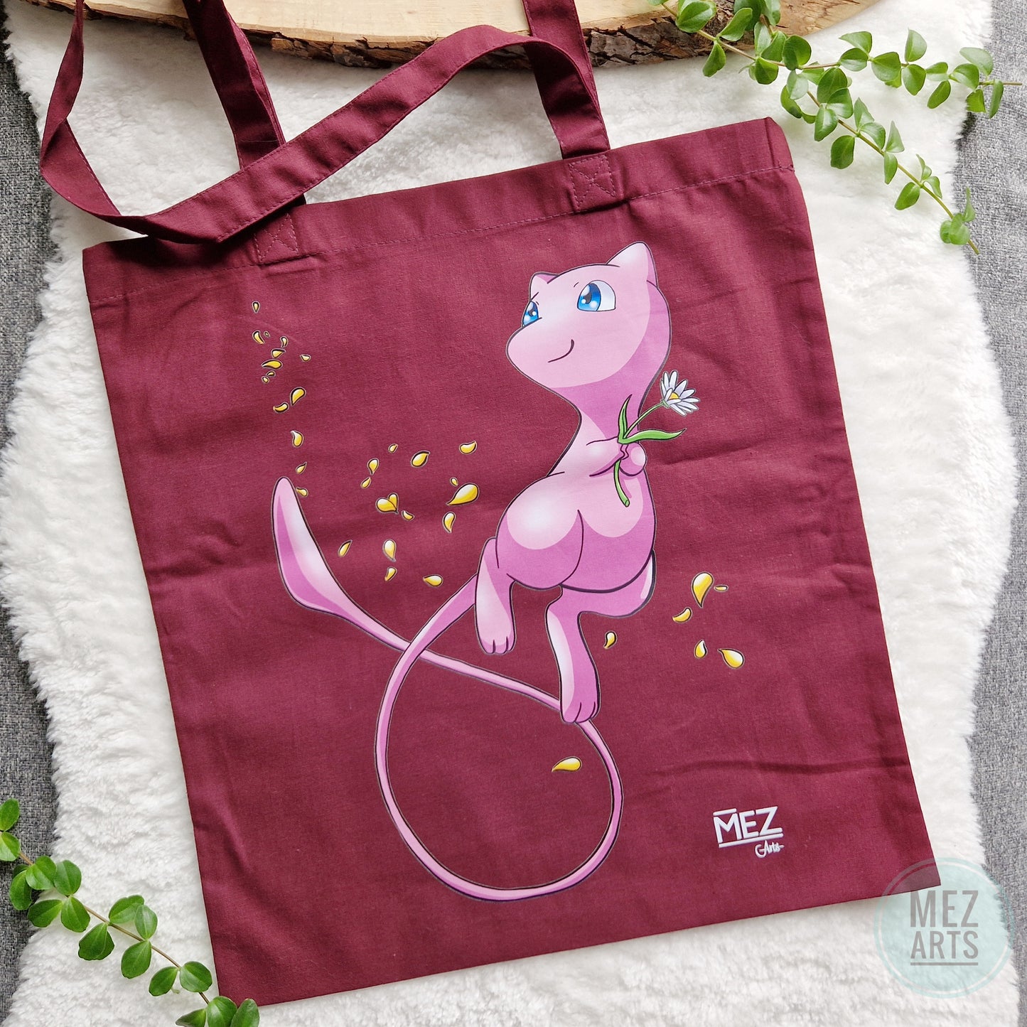 Mew with flowers | totebag