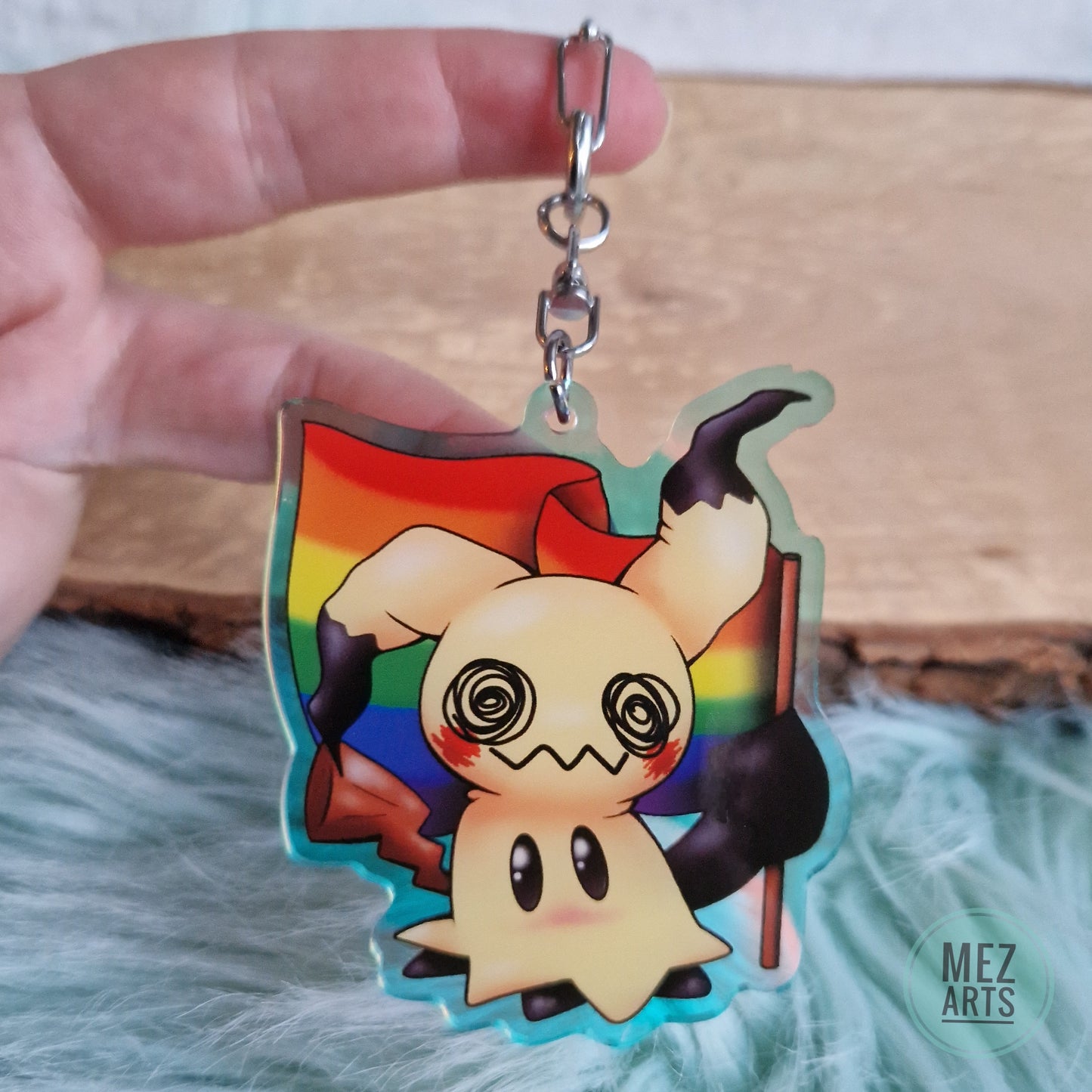 Mimikyu Pride | iridescent keychain
