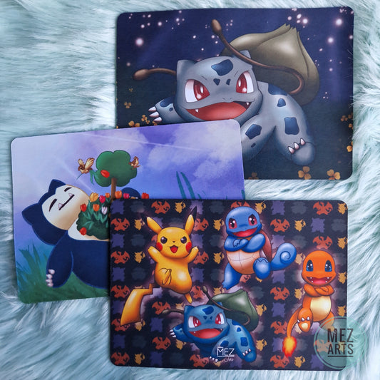 Starters, Snorlax and Bulbasaur Mousepads | B-grade