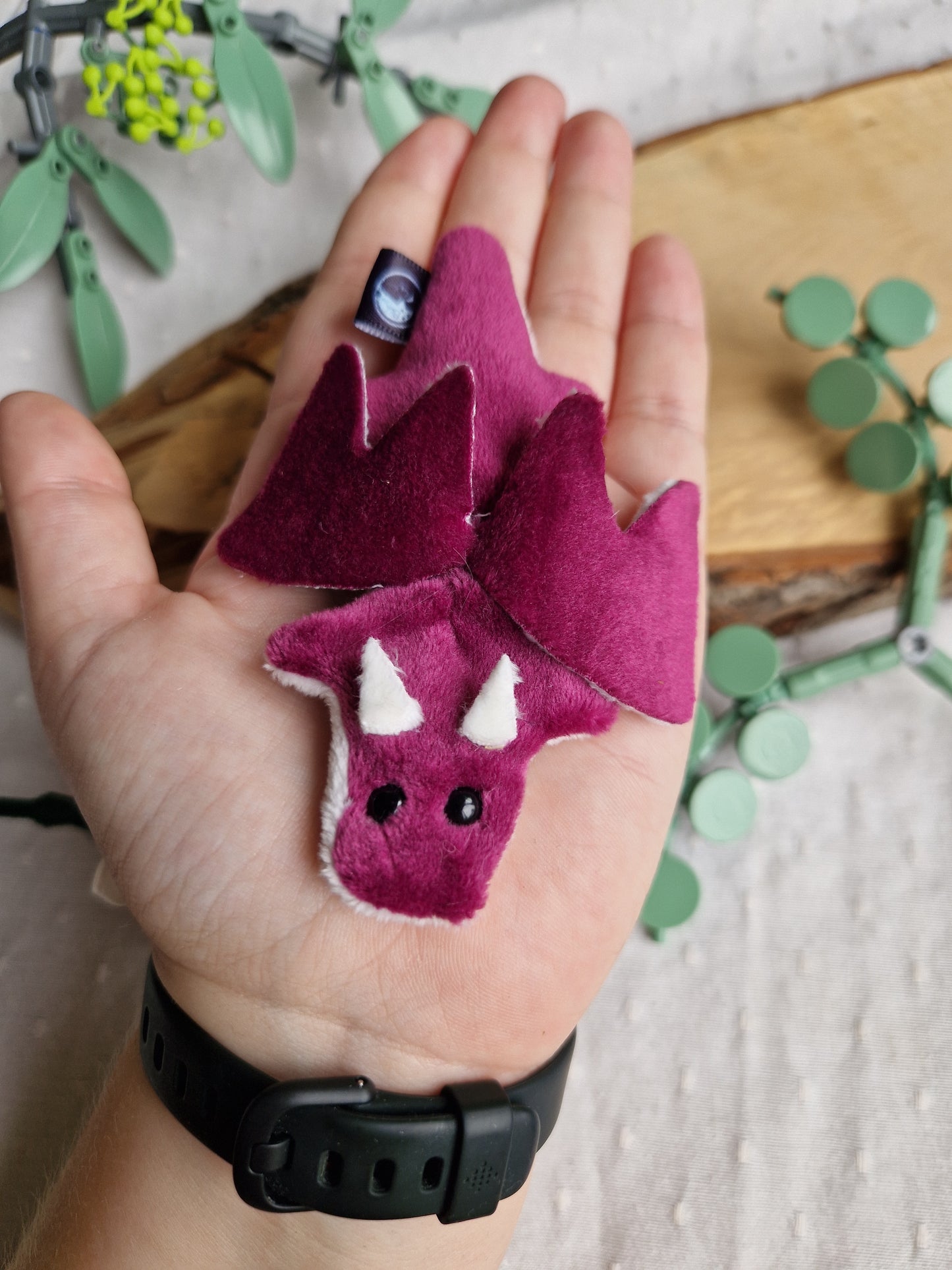 Dragon - fidget plush - pink and white