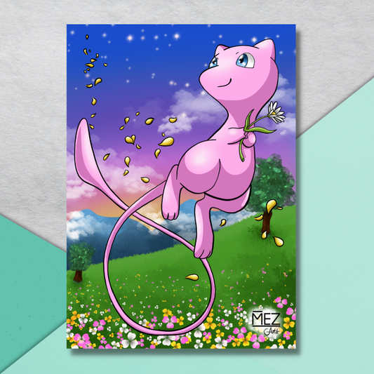 Mew with flower | art print