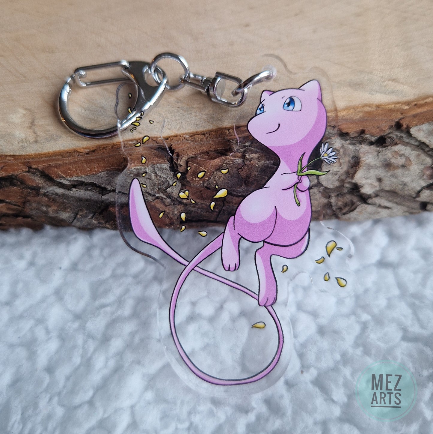 Mew with flower | keychain