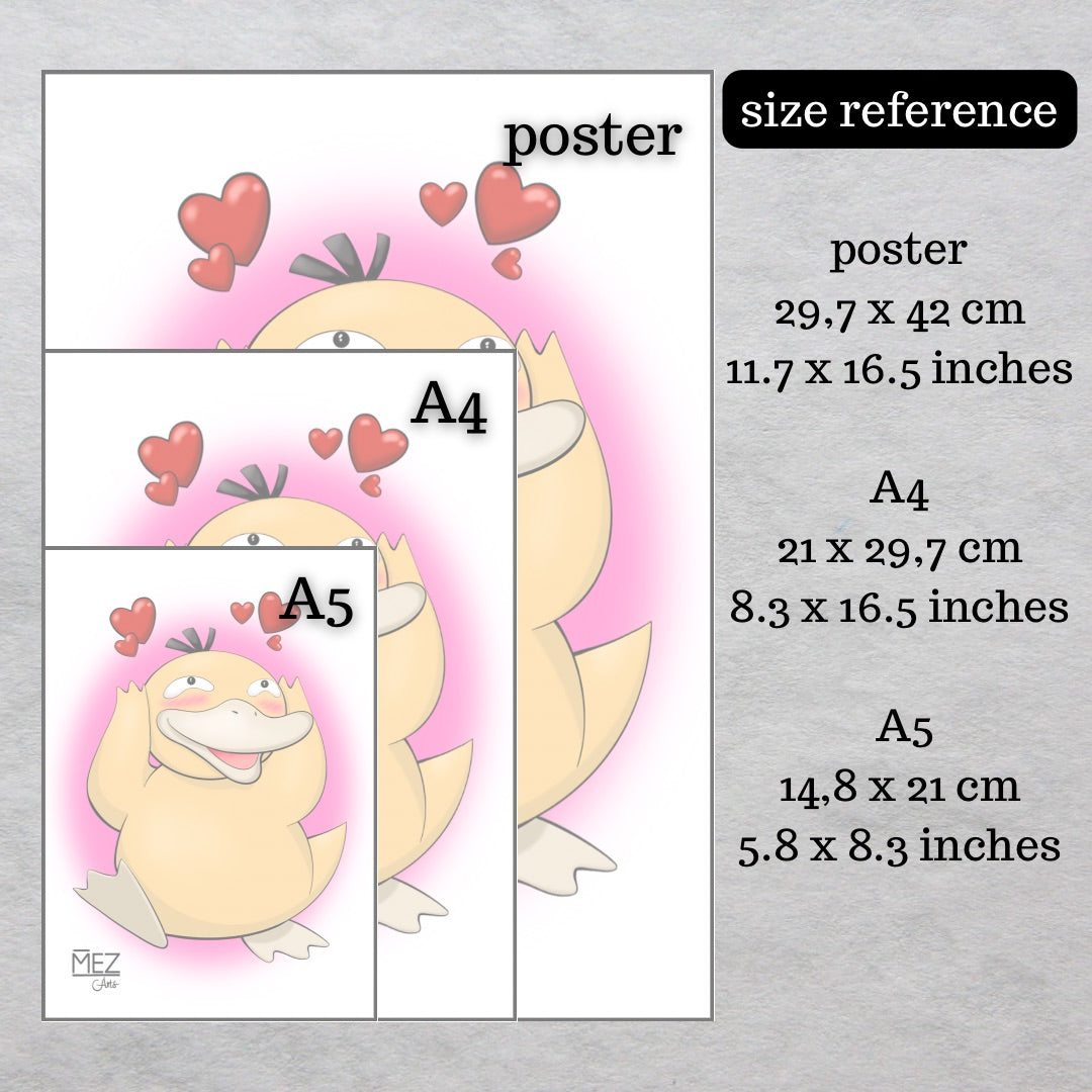 Psyduck in love | art print
