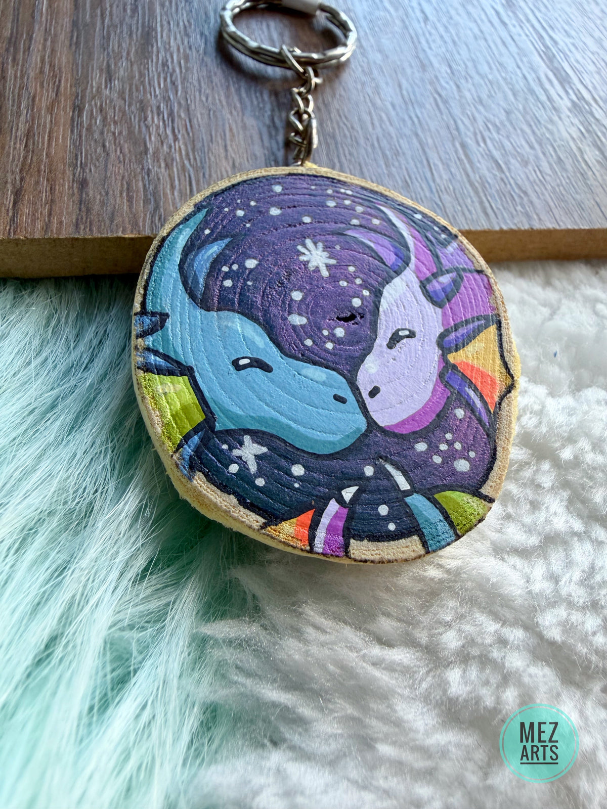 Dragons night sky | handpainted keychain