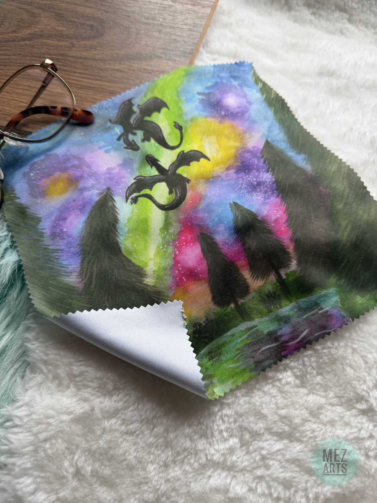 Watercolour dragons | Glasses Cloth