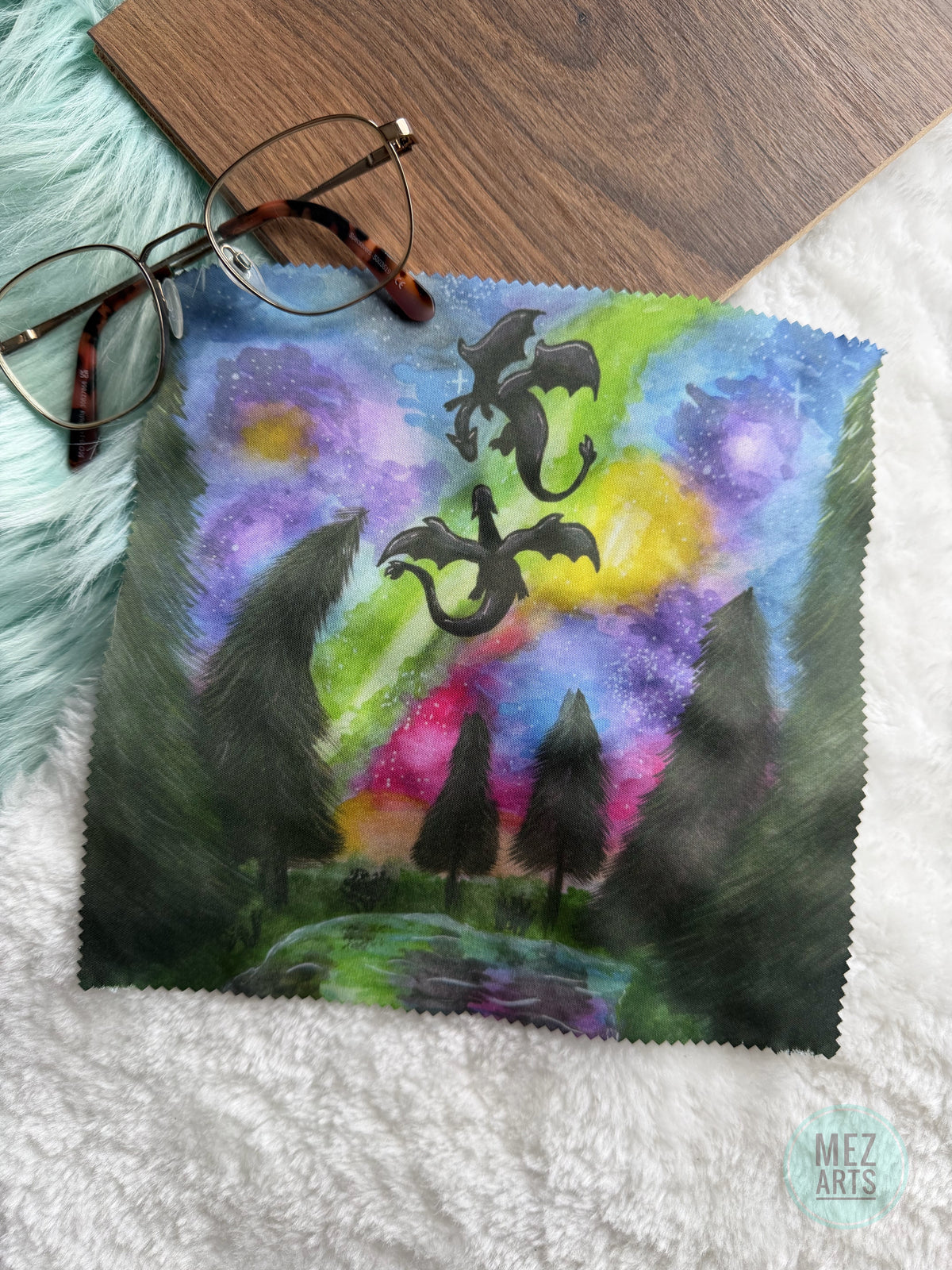 Watercolour dragons | Glasses Cloth