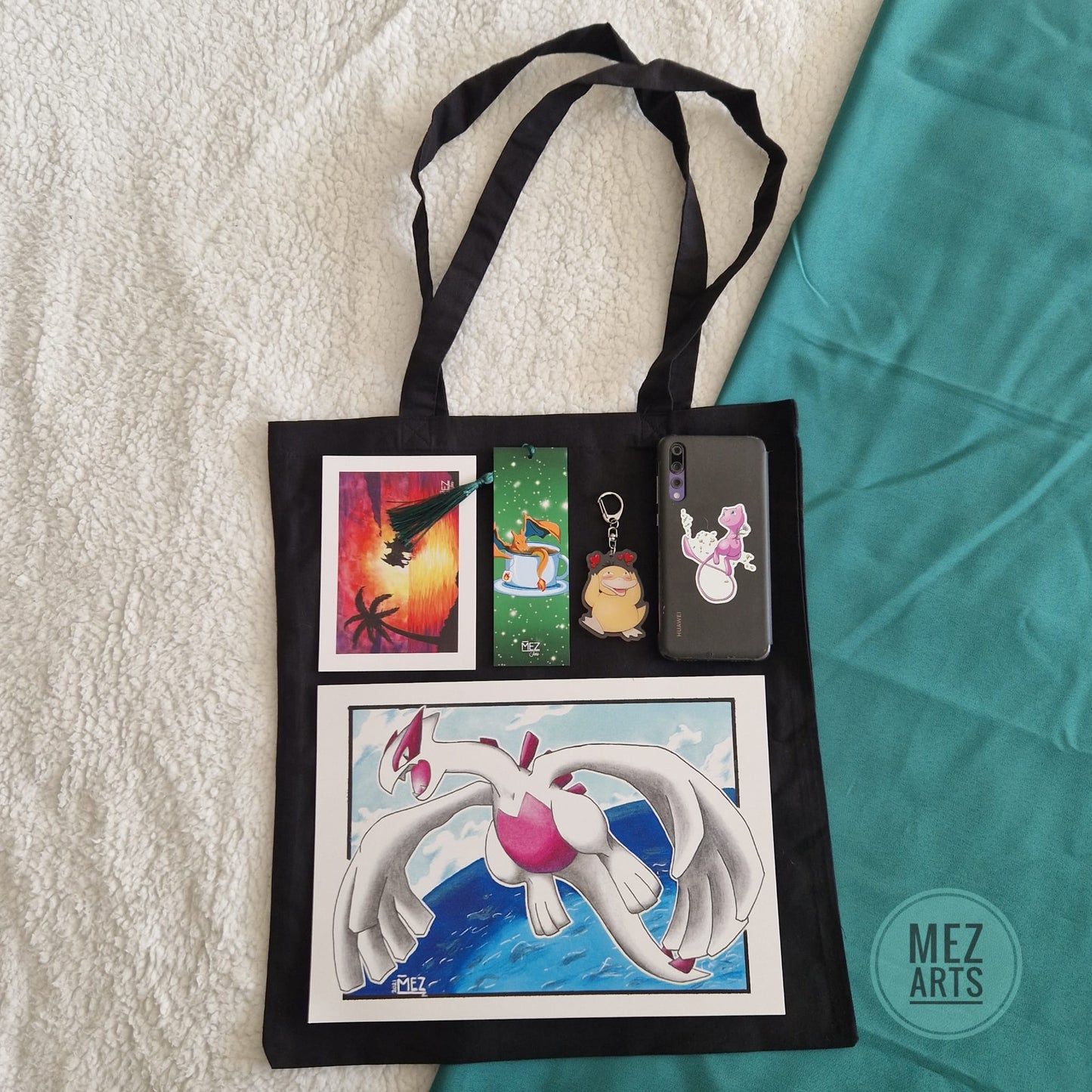 Mew with flowers | totebag