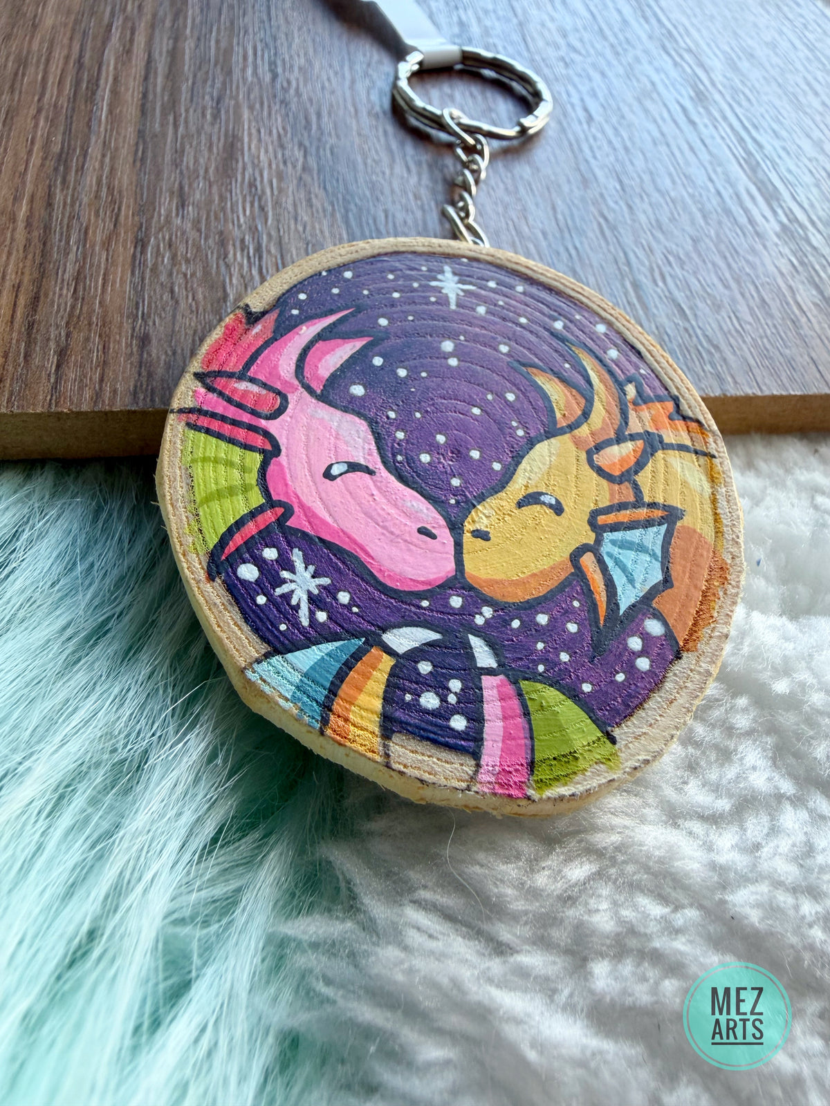 Dragons night sky | handpainted keychain