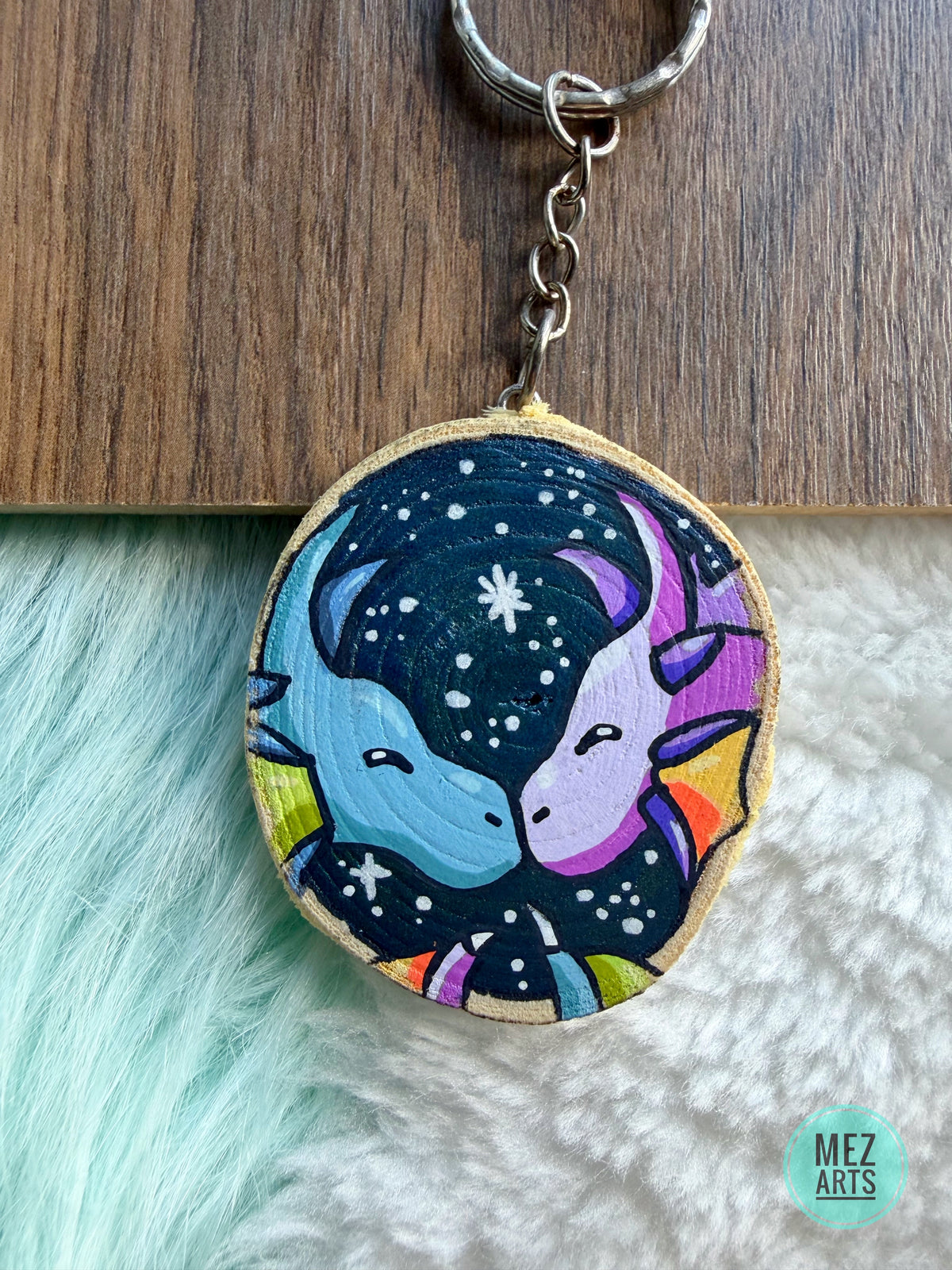 Dragons night sky | handpainted keychain
