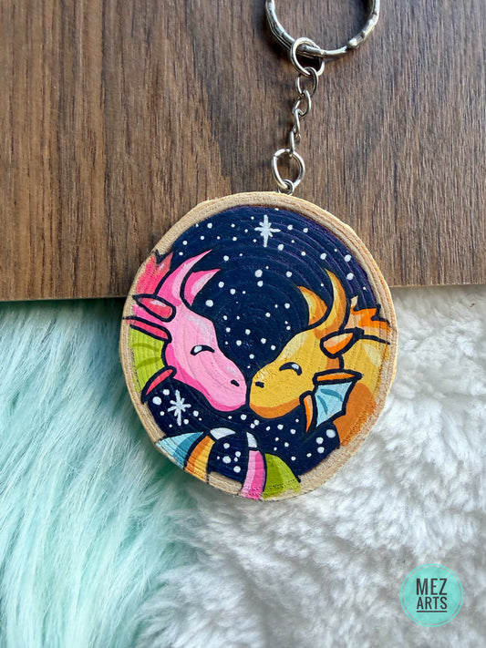 Dragons night sky | handpainted keychain
