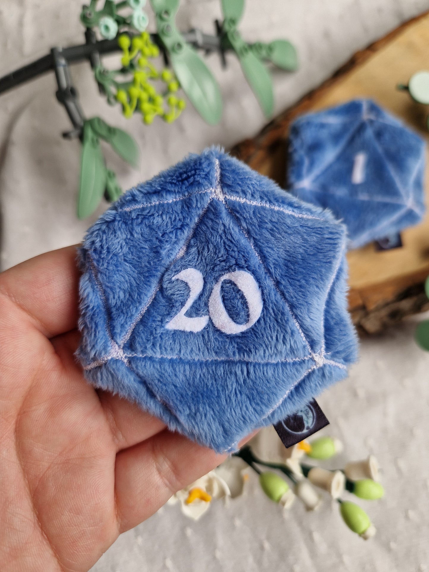 Dice D20 - fidget plush - sky blue