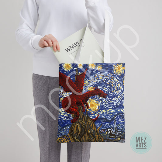 Van Gogh dragon | full print totebag - PRE ORDER