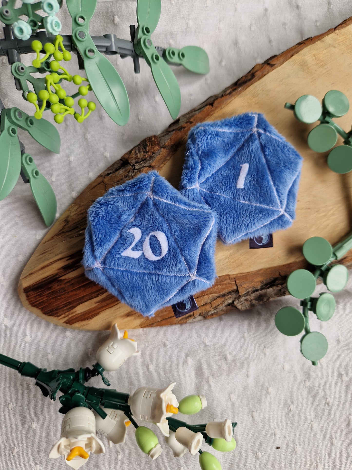 Dice D20 - fidget plush - sky blue