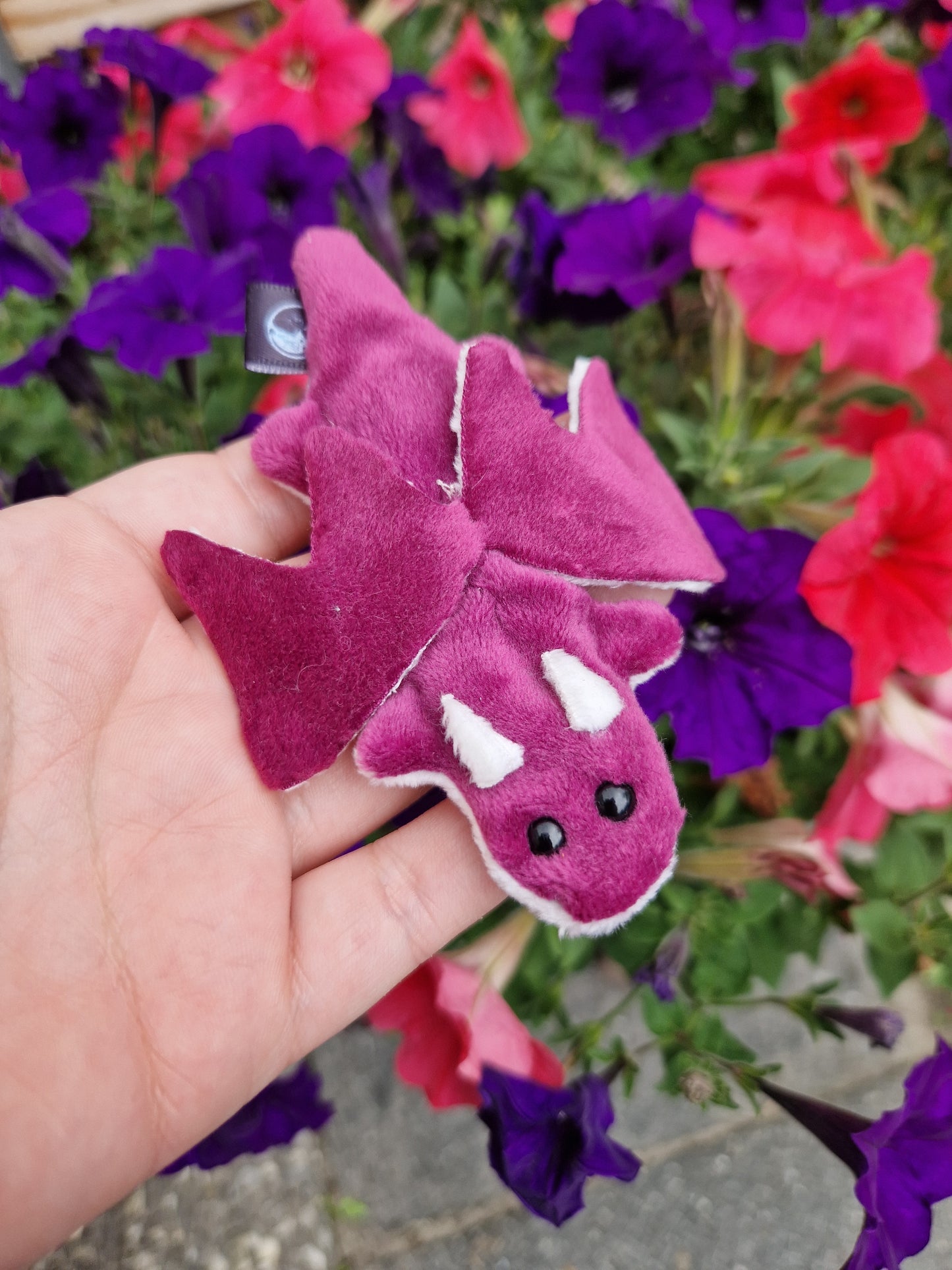 Dragon - fidget plush - pink and white