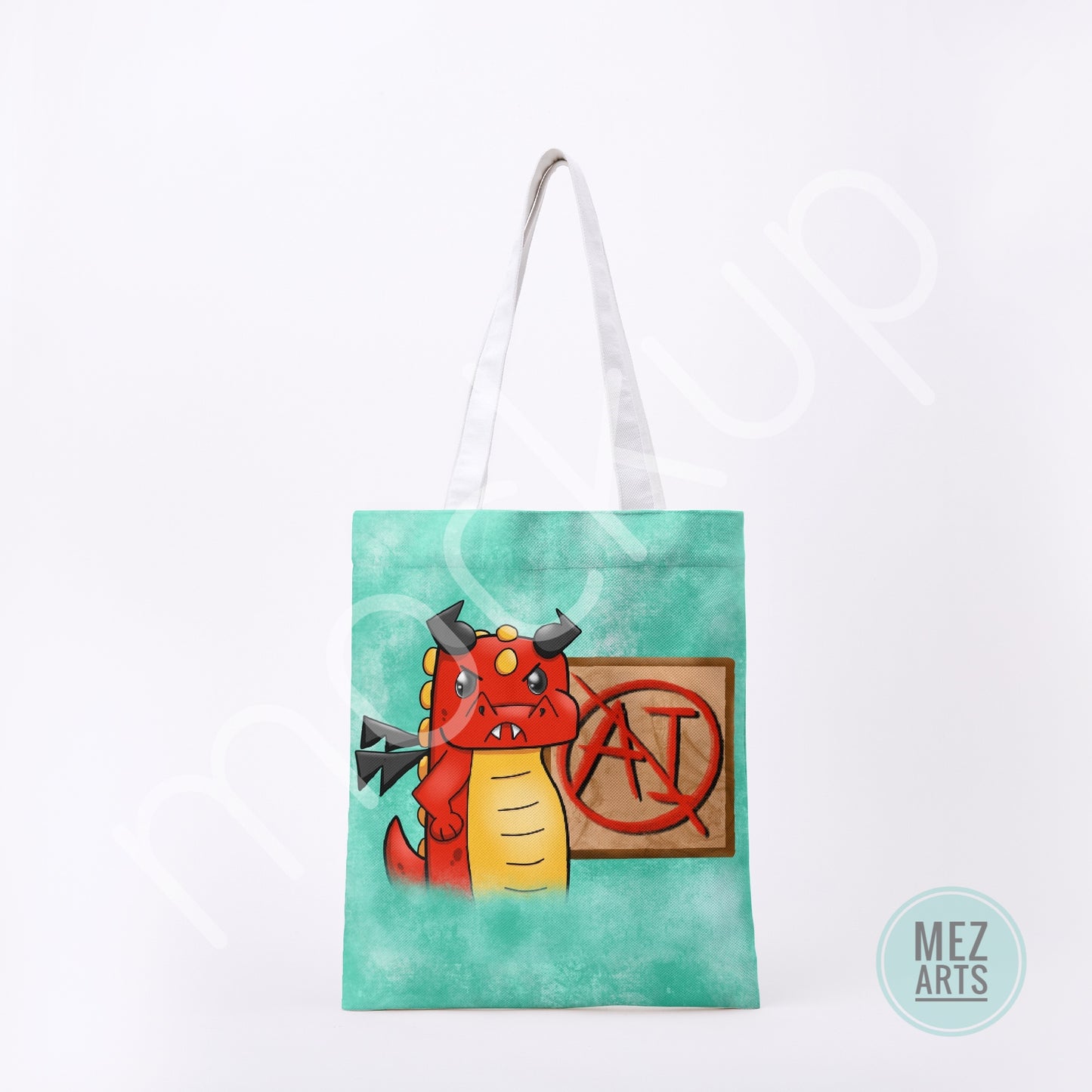 Anti-AI dragon | full print totebag - PRE ORDER