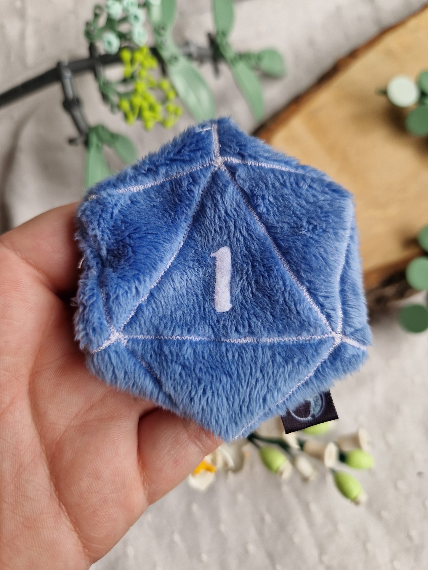 Dice D20 - fidget plush - sky blue