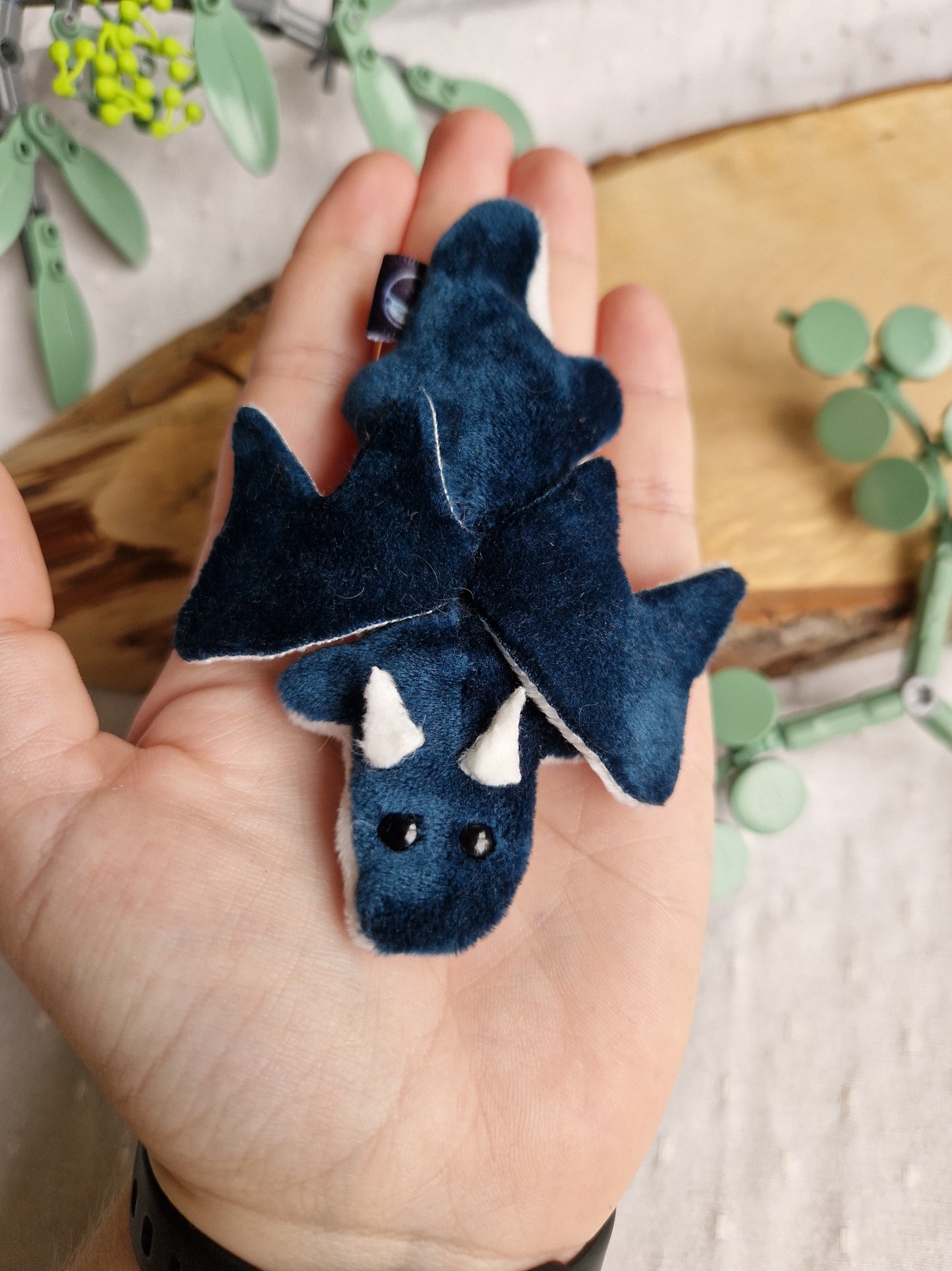 Dragon - fidget plush - turquoise and white