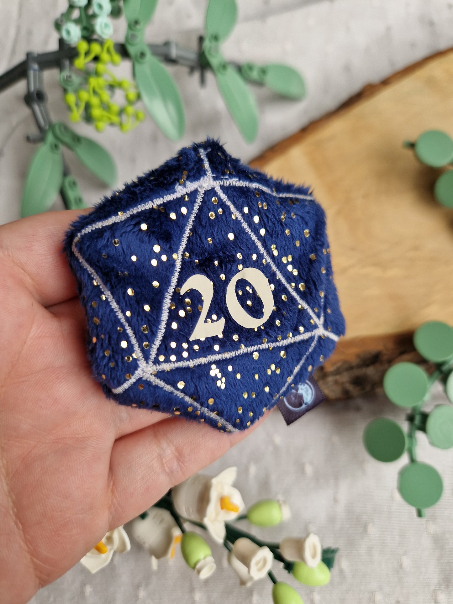 Dice D20 - fidget plush - blue nightsky