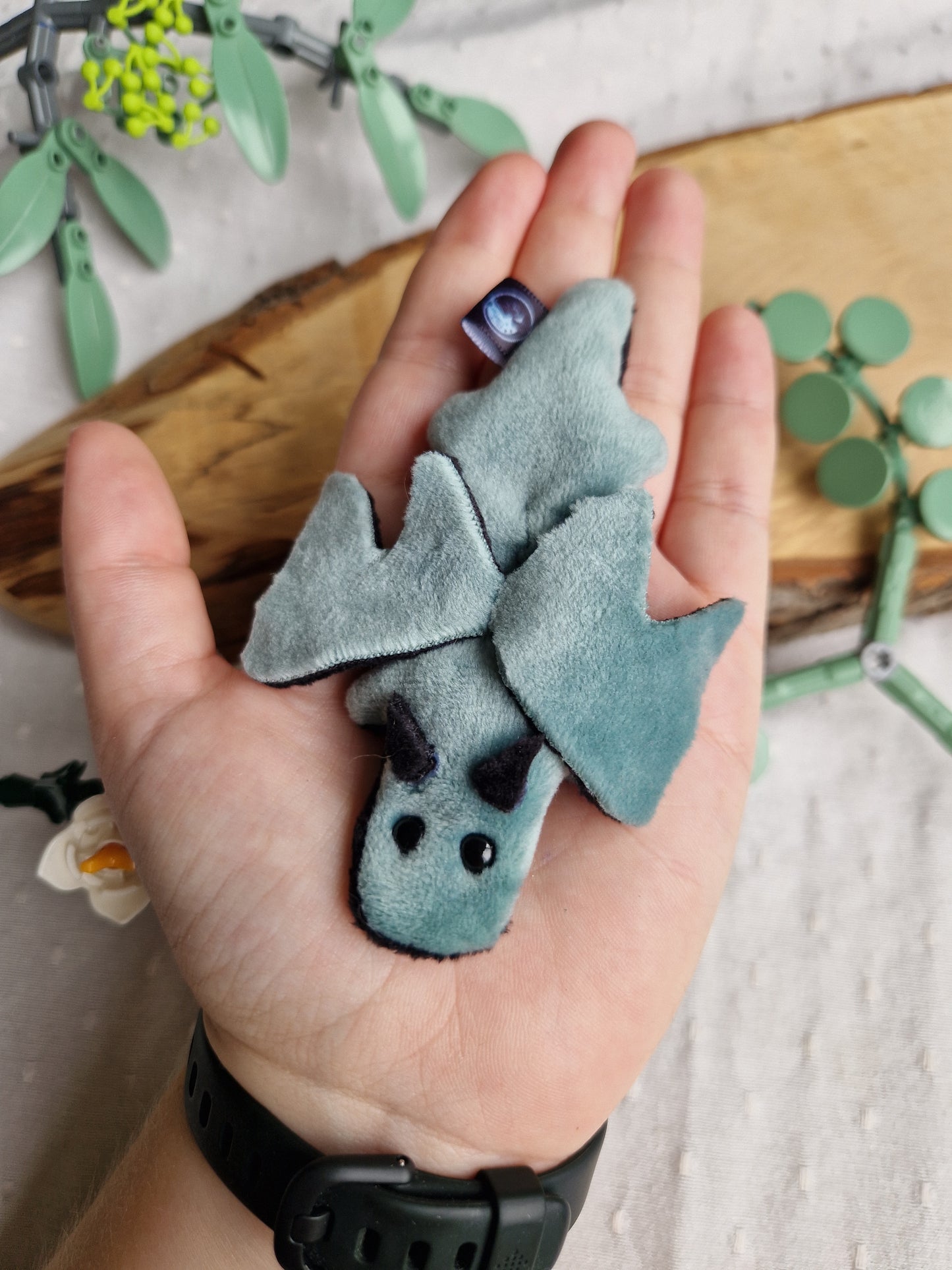 Dragon - fidget plush - mint and black