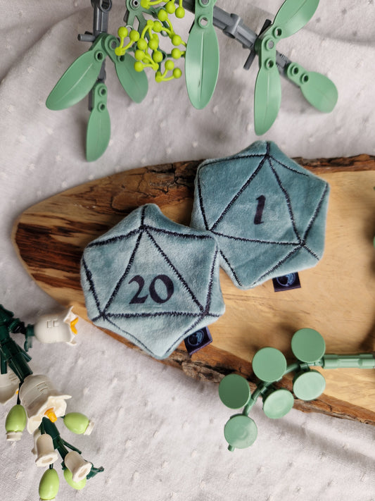 Dice D20 - fidget plush - dark mint