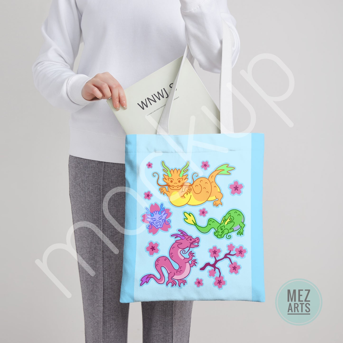 Sakura dragon | full print totebag - PRE ORDER