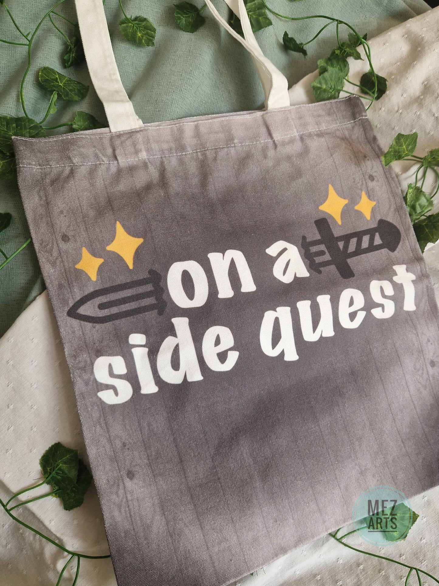 On a side quest | full print totebag