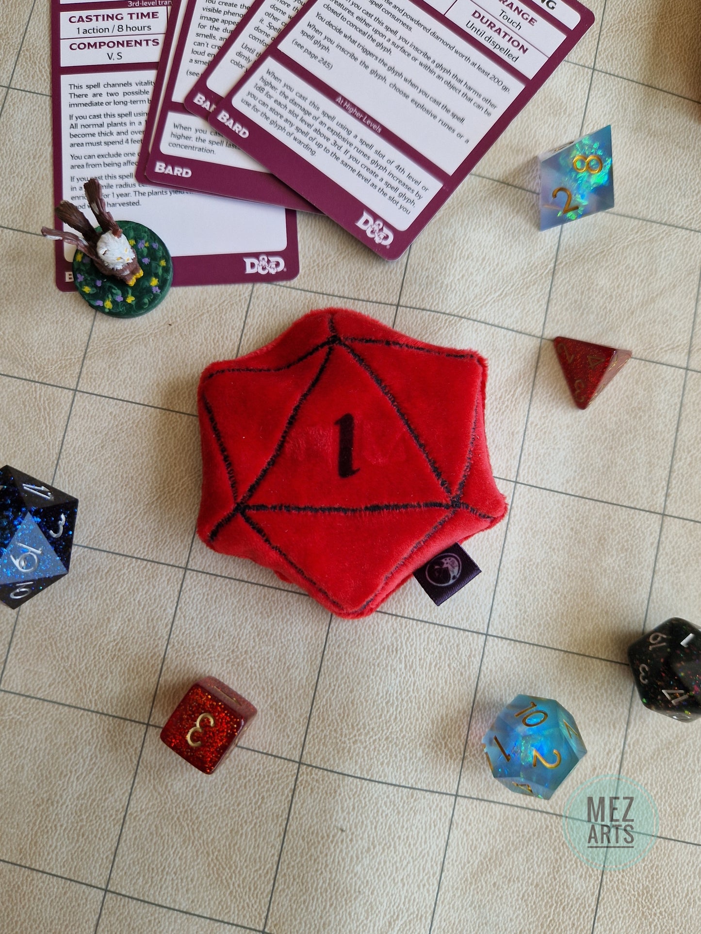 Dice D20 - fidget plush - red 1