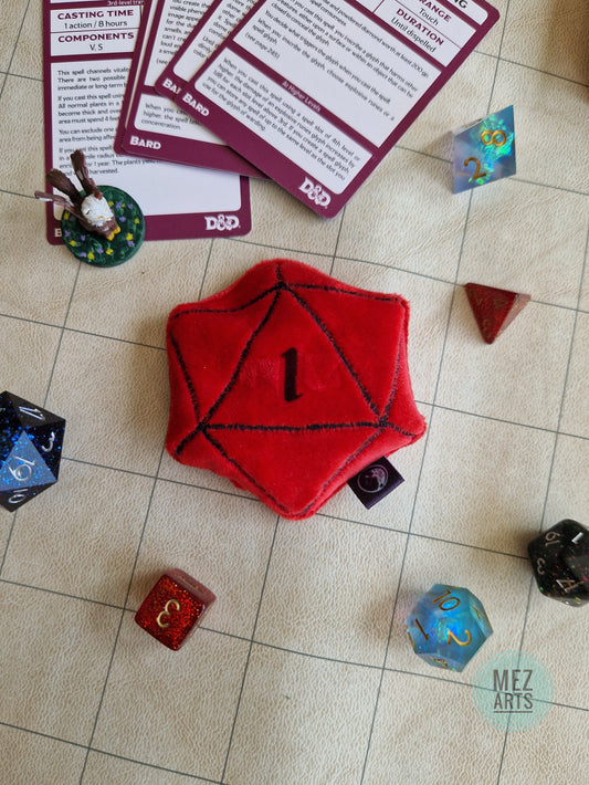 Dice D20 - fidget plush - red 1