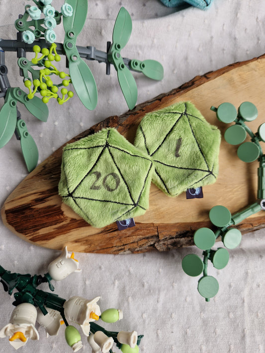 Dice D20 - fidget plush - light green