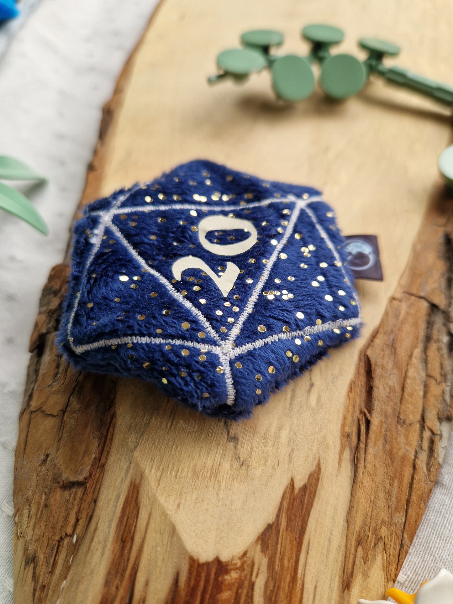 Dice D20 - fidget plush - blue nightsky