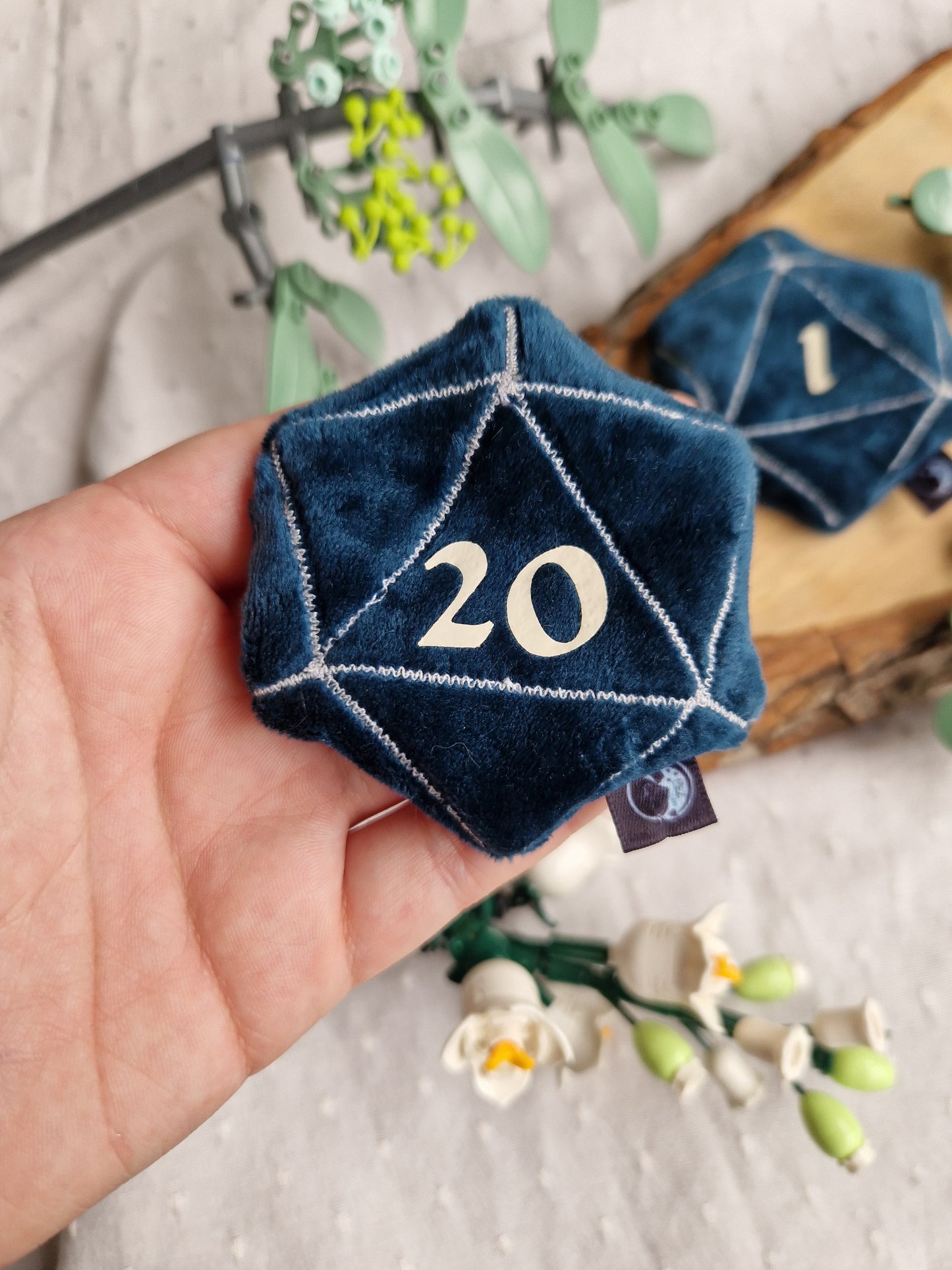 Dice D20 - fidget plush - turquoise