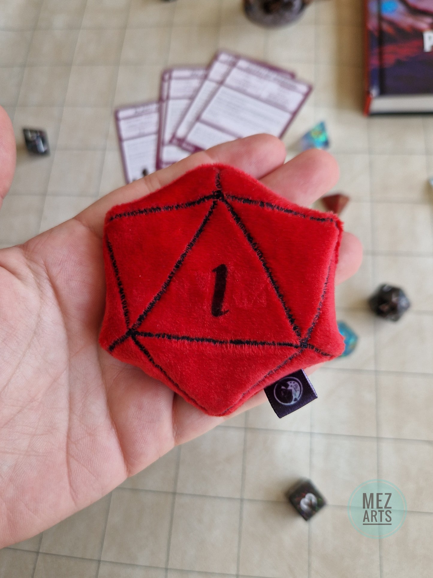 Dice D20 - fidget plush - red 1