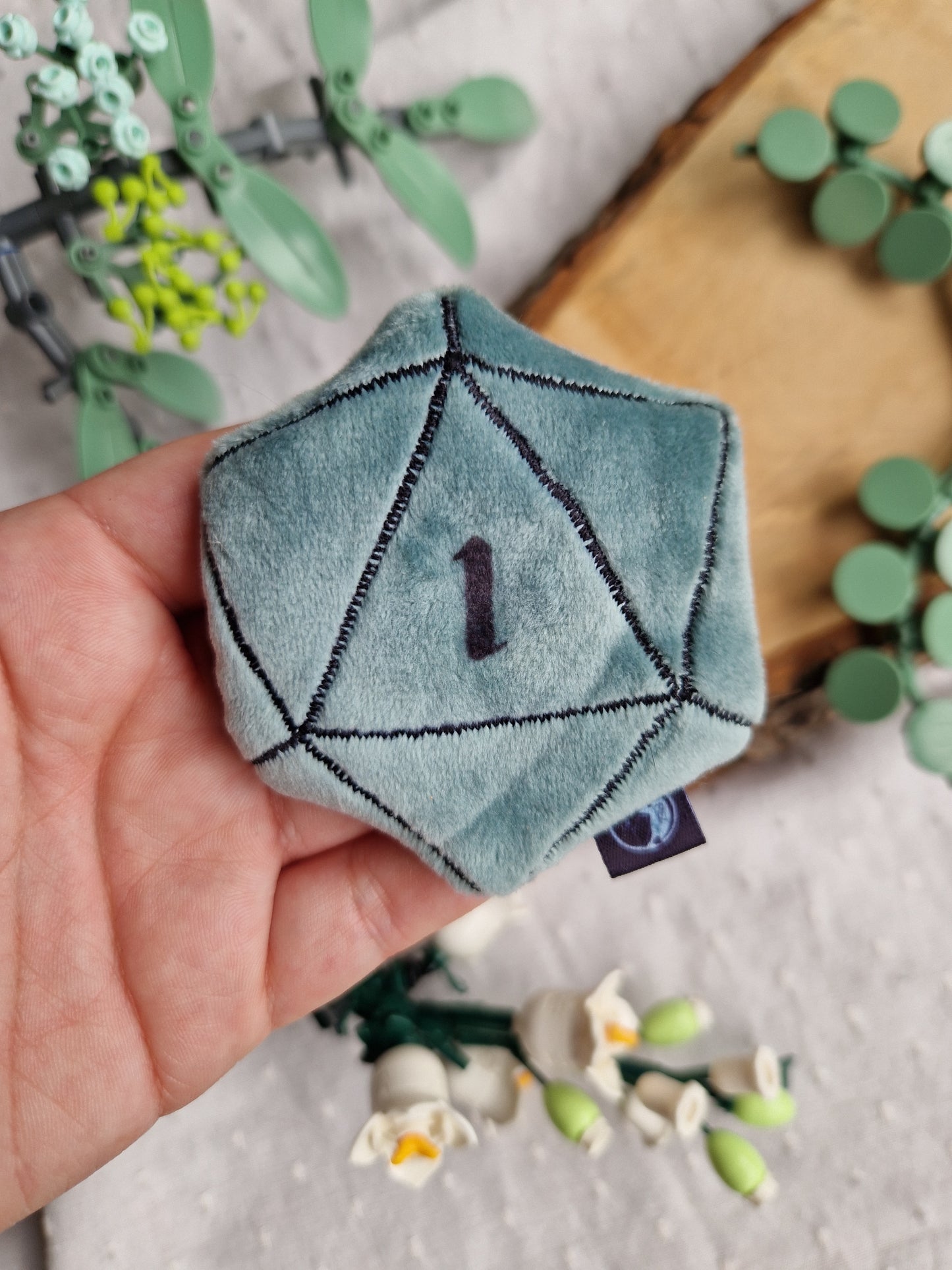 Dice D20 - fidget plush - dark mint