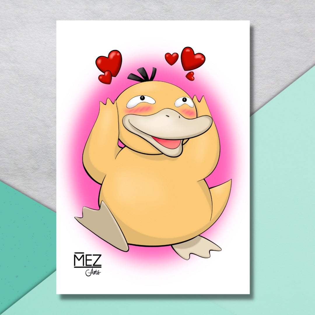 Psyduck in love | art print