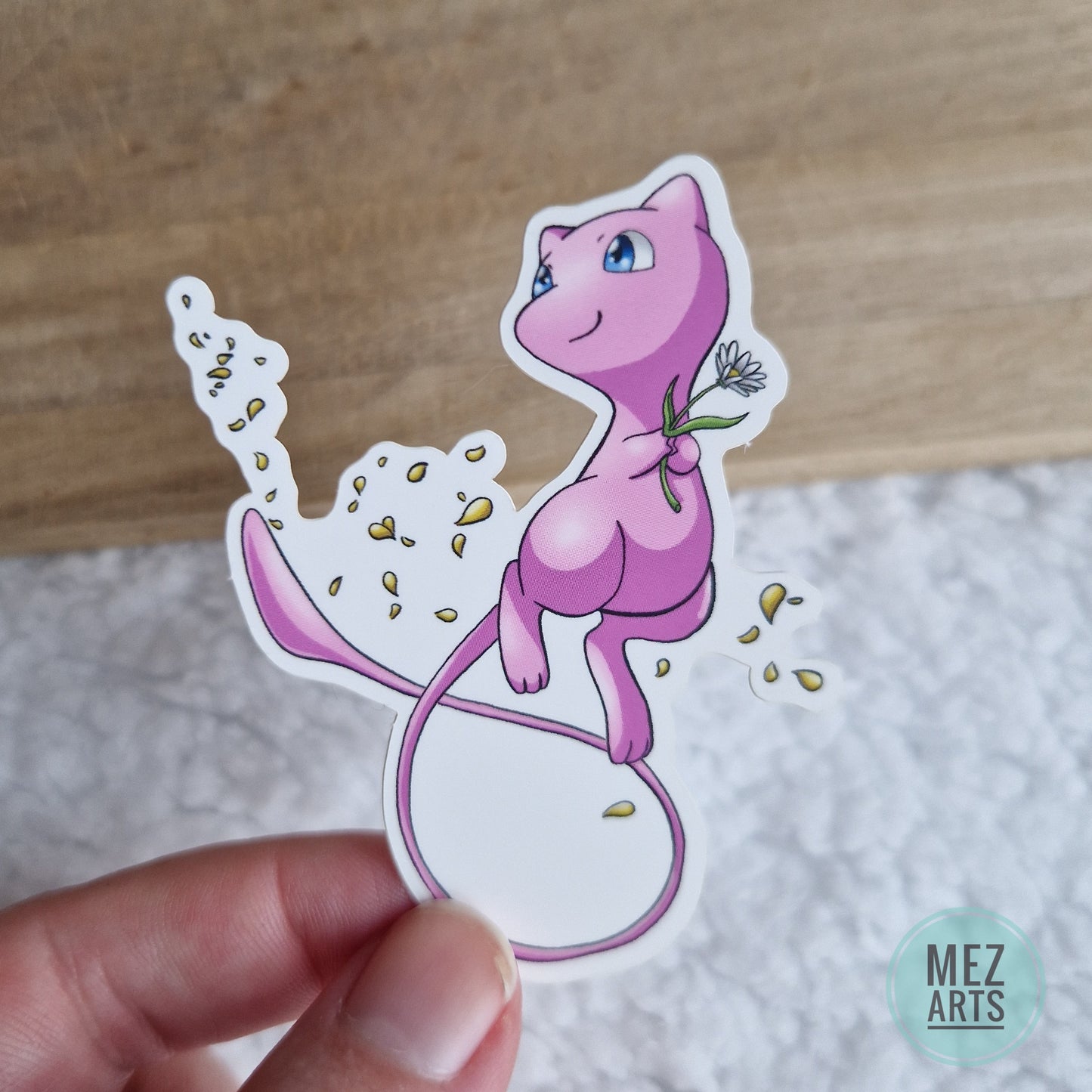 Mew with flower | sticker