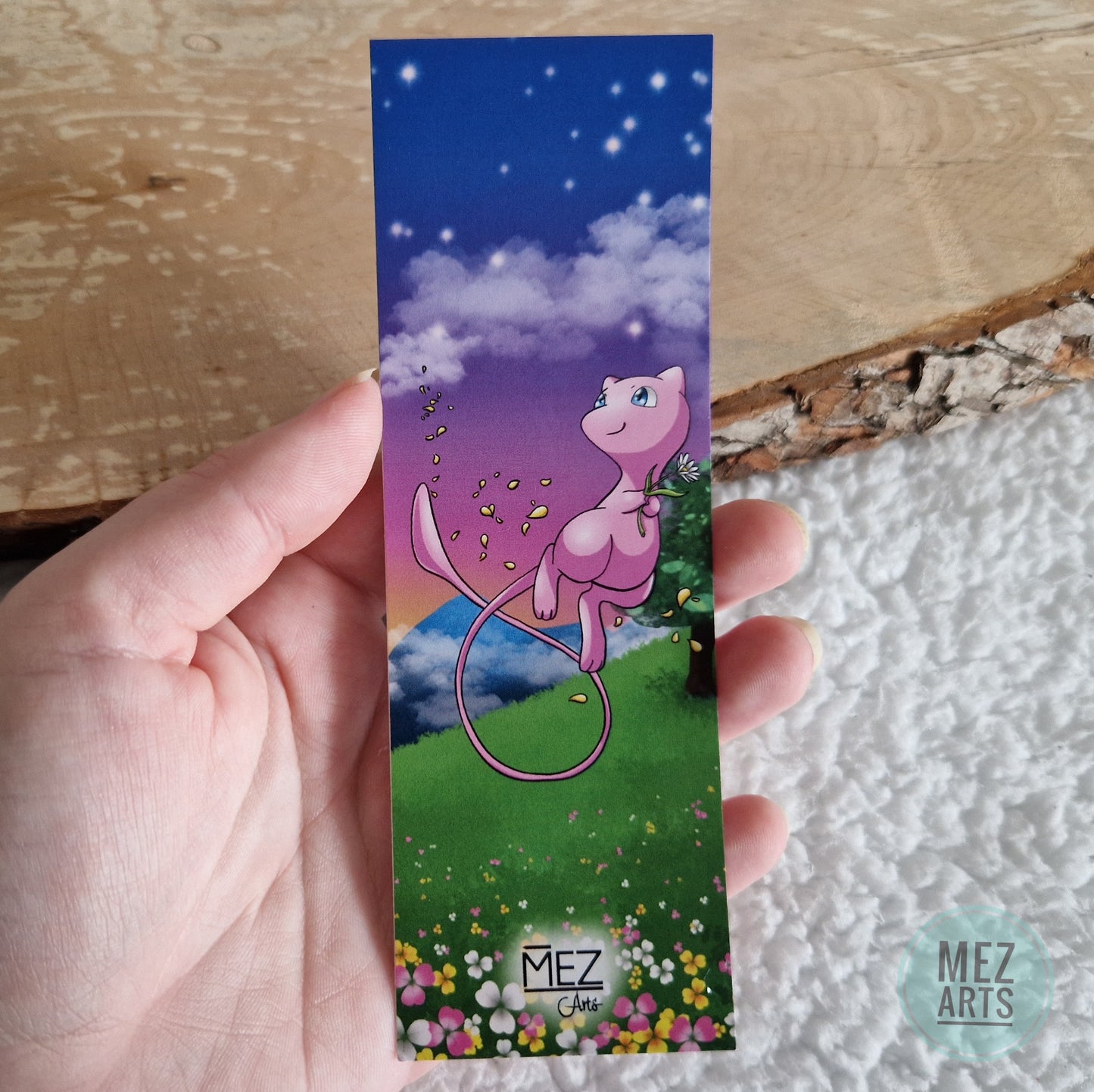 Mew with flower | bookmark